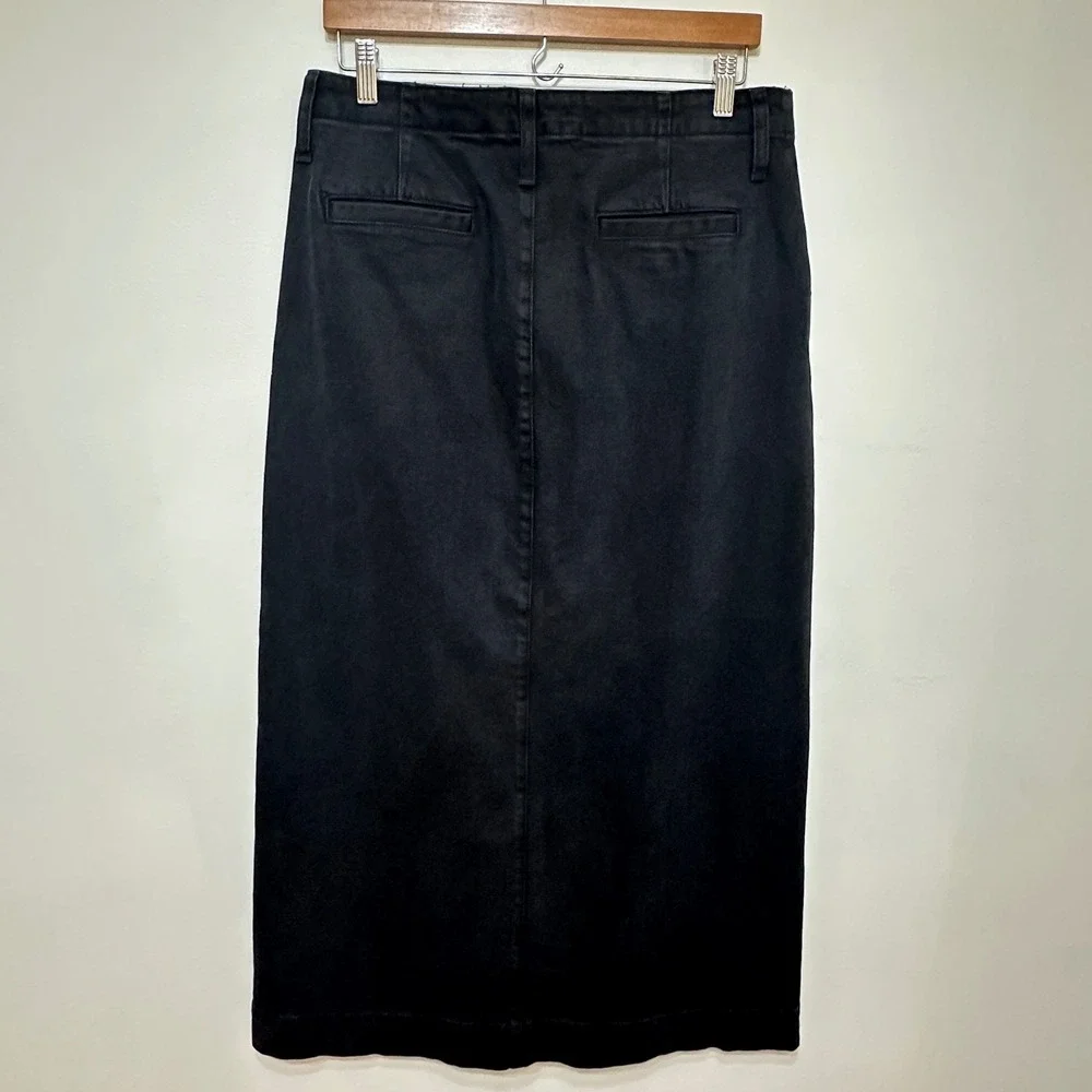 J. Crew Black Denim Jean Maxi Skirt Womens 30 Front Slit Grunge Streetwear Chic